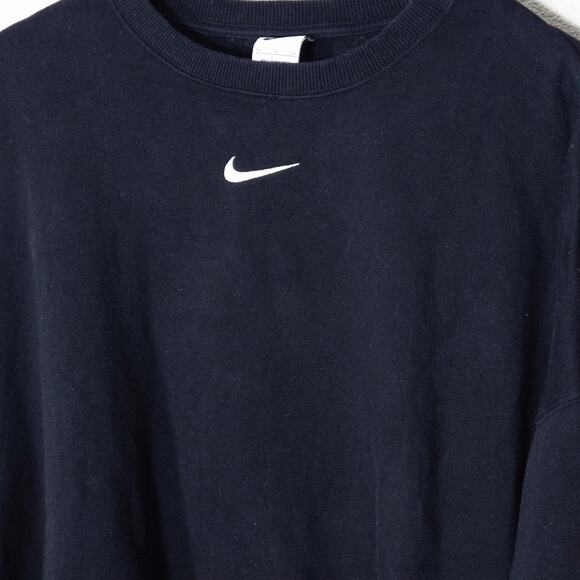 Nike Cropped Oversized Sweatshirt Black Size XL Sporty Minimal - Picture 3 of 7